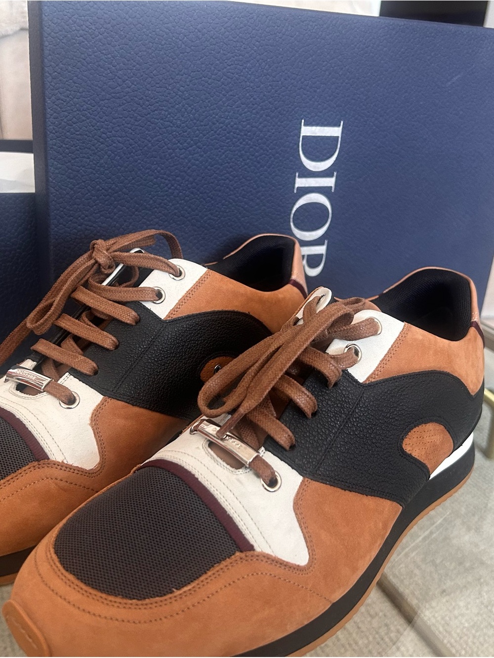 Dior Men’s Brown, Black & White Suede & Leather Sneakers